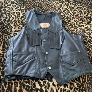 Vintage leather fringe vest